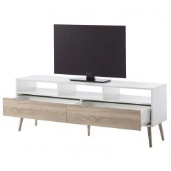 Mørteens TV-Lowboard Sunndal - Gummibaum teilmassiv - Weiß / Eiche Hell -Wohnzimmermöbel boutique en ligne 1000123474 190205 08104900005 GALLERYIMAGES P000000001000123474