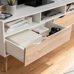 Mørteens TV-Lowboard Sunndal - Gummibaum teilmassiv - Weiß / Eiche Hell -Wohnzimmermöbel boutique en ligne 1000123474 190222 12175000018 GALLERYIMAGES P000000001000123474