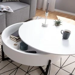 Fredriks Couchtisch Meldal - Metall - Matt Weiß / Schwarz -Wohnzimmermöbel boutique en ligne 1000123769 190222 13045800005 GALLERYIMAGES P000000001000123769