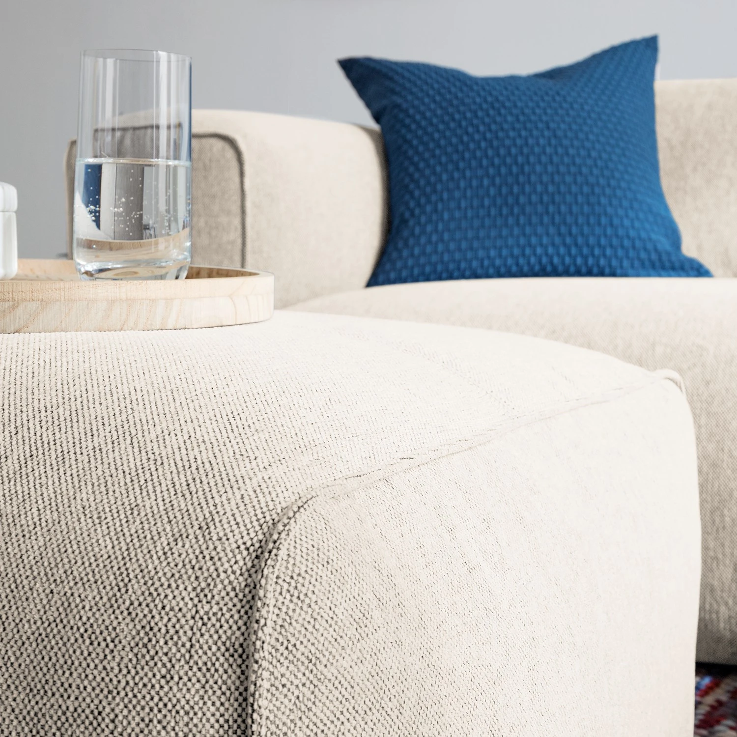 Studio Copenhagen Polsterhocker HUDSON - Webstoff Saia: Beige 7 Studio Copenhagen Polsterhocker HUDSON - Webstoff Saia: Beige – Bild 7