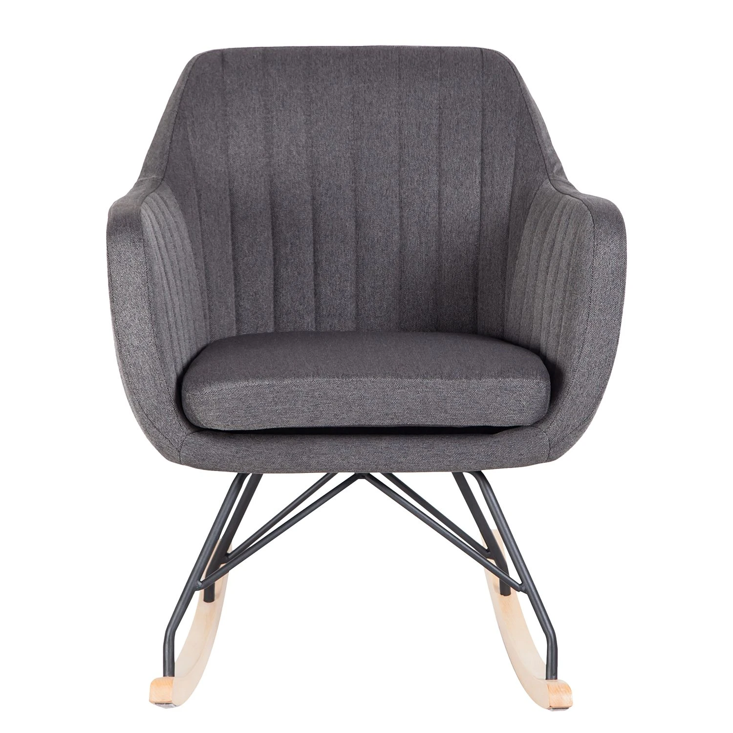 Mørteens Schaukelstuhl Leedy - Webstoff / Buche massiv - Dunkelgrau / Buche 3 Mørteens Schaukelstuhl Leedy - Webstoff / Buche massiv - Dunkelgrau / Buche – Bild 3