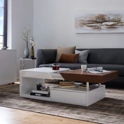 Fredriks Couchtisch Smithers - Walnuss Dekor / Hochglanz Weiß -Wohnzimmermöbel boutique en ligne 1000125747 181116 08371402 MOOD GALLERYIMAGES P000000001000125747 mood
