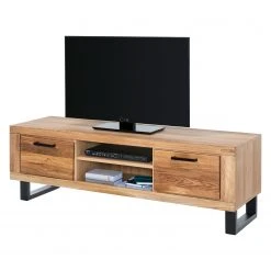 Naturoo TV-Lowboard Loxton II - Eiche teilmassiv / Metall - Eiche / Schwarz