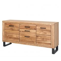 Naturoo Sideboard Loxton - Eiche teilmassiv / Metall - Eiche / Schwarz
