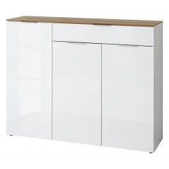 Germania Sideboard Cetano - Hochglanz Weiß / Eiche Navarra Dekor - Breite: 134 cm