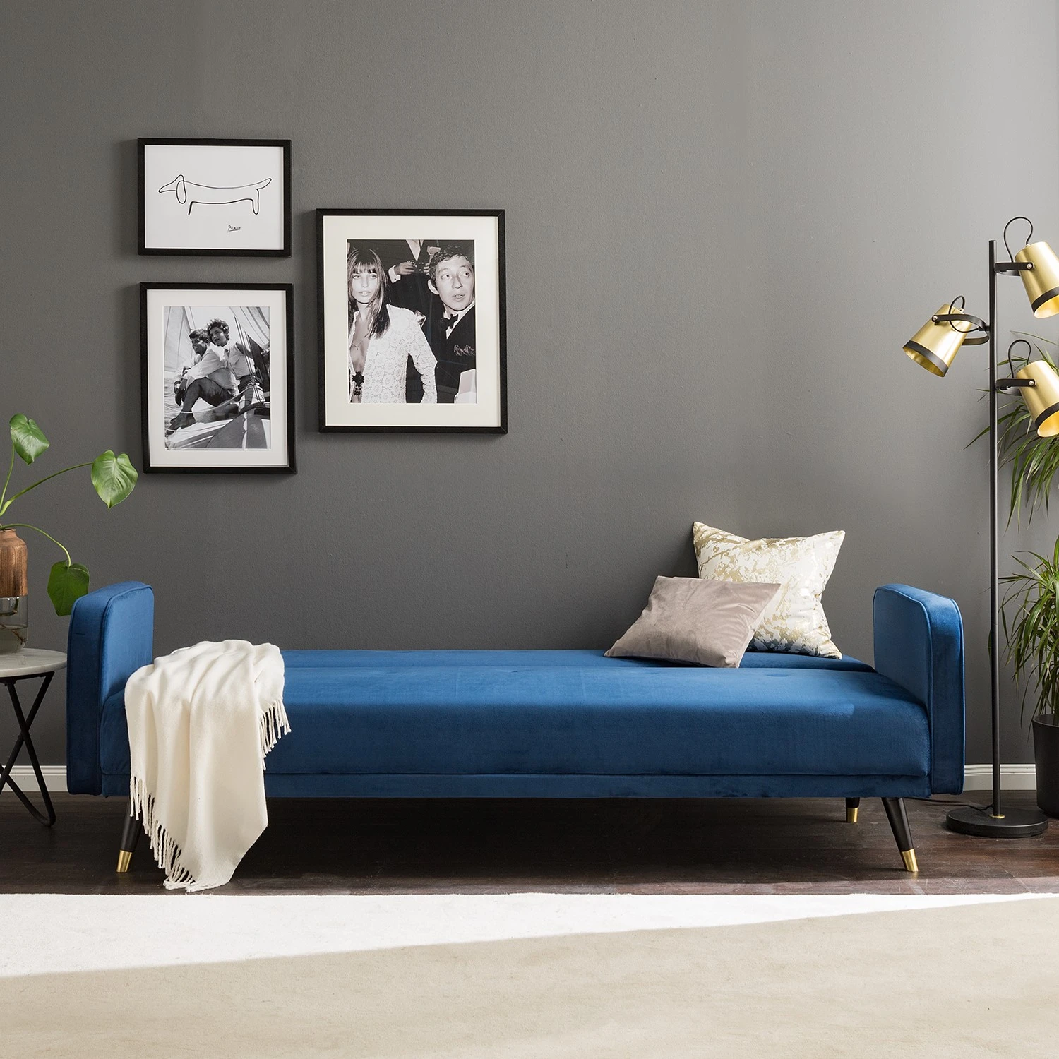 Jack & Alice Schlafsofa Daru I - Samt - Dunkelblau 3 Jack & Alice Schlafsofa Daru I - Samt - Dunkelblau – Bild 3