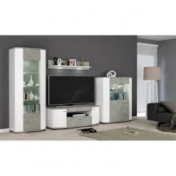 Fredriks TV-Lowboard Karlsburg - Weiß / Beton Dekor -Wohnzimmermöbel boutique en ligne 1000128197 181018 10513109 MOOD GALLERYIMAGES P000000001000128197 mood