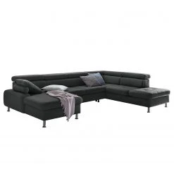 Loftscape Wohnlandschaft Rivas - Dunkelgrau - Longchair davorstehend links / Ottomane rechts - Mit Schlaffunktion