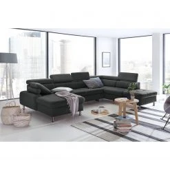 Loftscape Wohnlandschaft Rivas - Dunkelgrau - Longchair davorstehend links / Ottomane rechts - Mit Schlaffunktion -Wohnzimmermöbel boutique en ligne 1000128349 180809 143044325 GALLERYIMAGES P000000001000128349