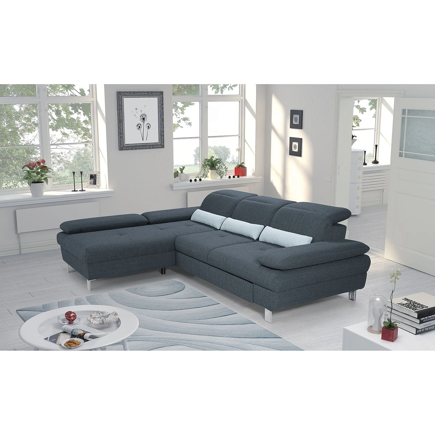 Loftscape Ecksofa Granada - Schiefergrau - Longchair davorstehend links 2 Loftscape Ecksofa Granada - Schiefergrau - Longchair davorstehend links – Bild 2