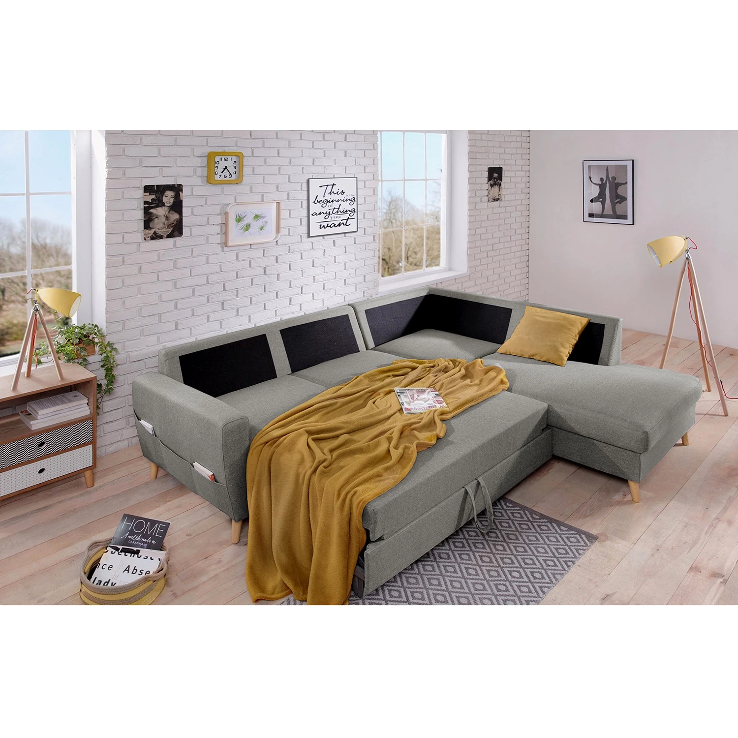 Mørteens Ecksofa Sola II - Webstoff - Grau - Ottomane davorstehend rechts - Schlaffunktion 3 Mørteens Ecksofa Sola II - Webstoff - Grau - Ottomane davorstehend rechts - Schlaffunktion – Bild 3