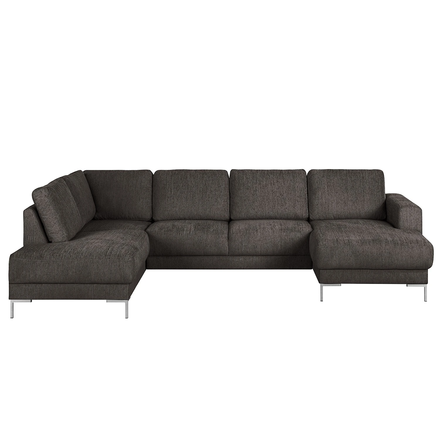 Wohnlandschaft Fiesta I - Strukturstoff - Dunkelgrau - Longchair davorstehend rechts / Ottomane links 2 Wohnlandschaft Fiesta I - Strukturstoff - Dunkelgrau - Longchair davorstehend rechts / Ottomane links – Bild 2