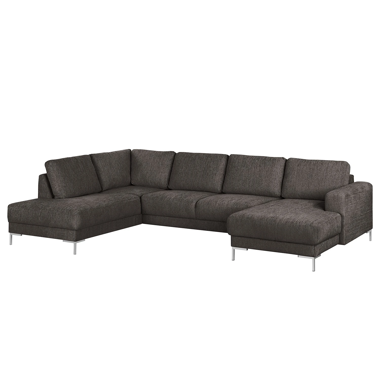 Wohnlandschaft Fiesta I - Strukturstoff - Dunkelgrau - Longchair davorstehend rechts / Ottomane links 1 Wohnlandschaft Fiesta I - Strukturstoff - Dunkelgrau - Longchair davorstehend rechts / Ottomane links