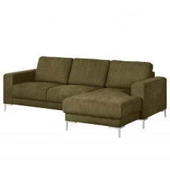 Fredriks Ecksofa Fiesta I - Strukturstoff - Olivgrün - Longchair davorstehend rechts - Ohne Schlaffunktion -Wohnzimmermöbel boutique en ligne 1000128873 211015 15510100402 DETAILS P000000001000128873