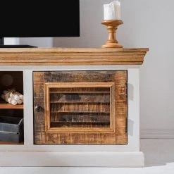 Maison Belfort TV-Lowboard Newhaven - Mango teilmassiv - Mango / Weiß -Wohnzimmermöbel boutique en ligne 1000128941 200122 18404000003 DETAILS P000000001000128941