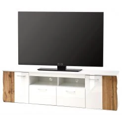 Loftscape TV-Lowboard Vantaa - Hochglanz Weiß / Eiche Dekor