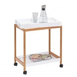 Zeller Servierwagen Dale - Bambus teilmassiv - Weiß / Bambus -Wohnzimmermöbel boutique en ligne 1000130035 181002 10011921 GALLERYIMAGES P000000001000130035