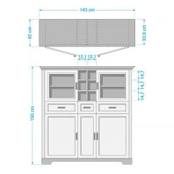 Ridgevalley Highboard Jasmund II - Graphit -Wohnzimmermöbel boutique en ligne 1000130848 190405 14520500003 GALLERYIMAGES P000000001000130848