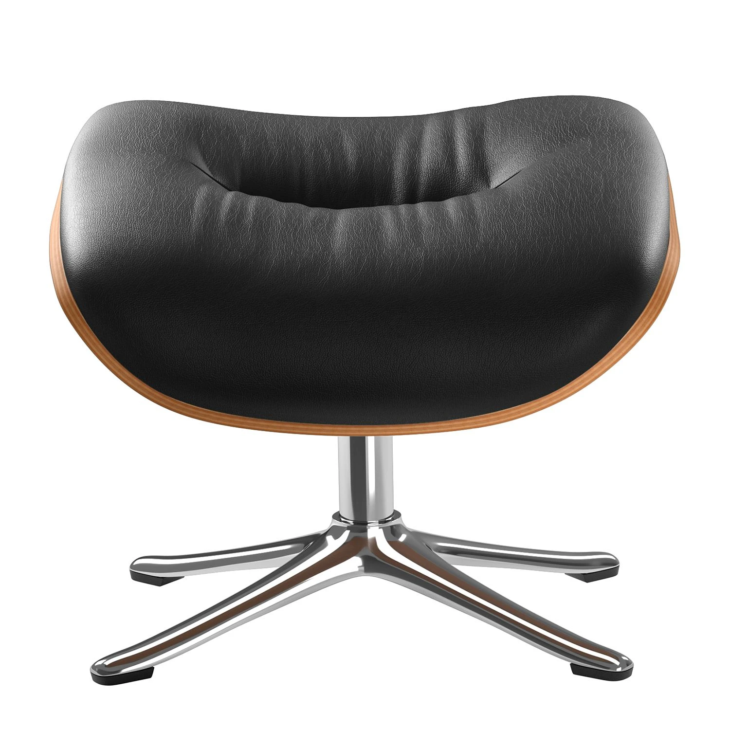Studio Copenhagen Polsterhocker Anderson I - Echtleder Neka: Schwarz - Chrom glänzend - Nussbaum 3 Studio Copenhagen Polsterhocker Anderson I - Echtleder Neka: Schwarz - Chrom glänzend - Nussbaum – Bild 3