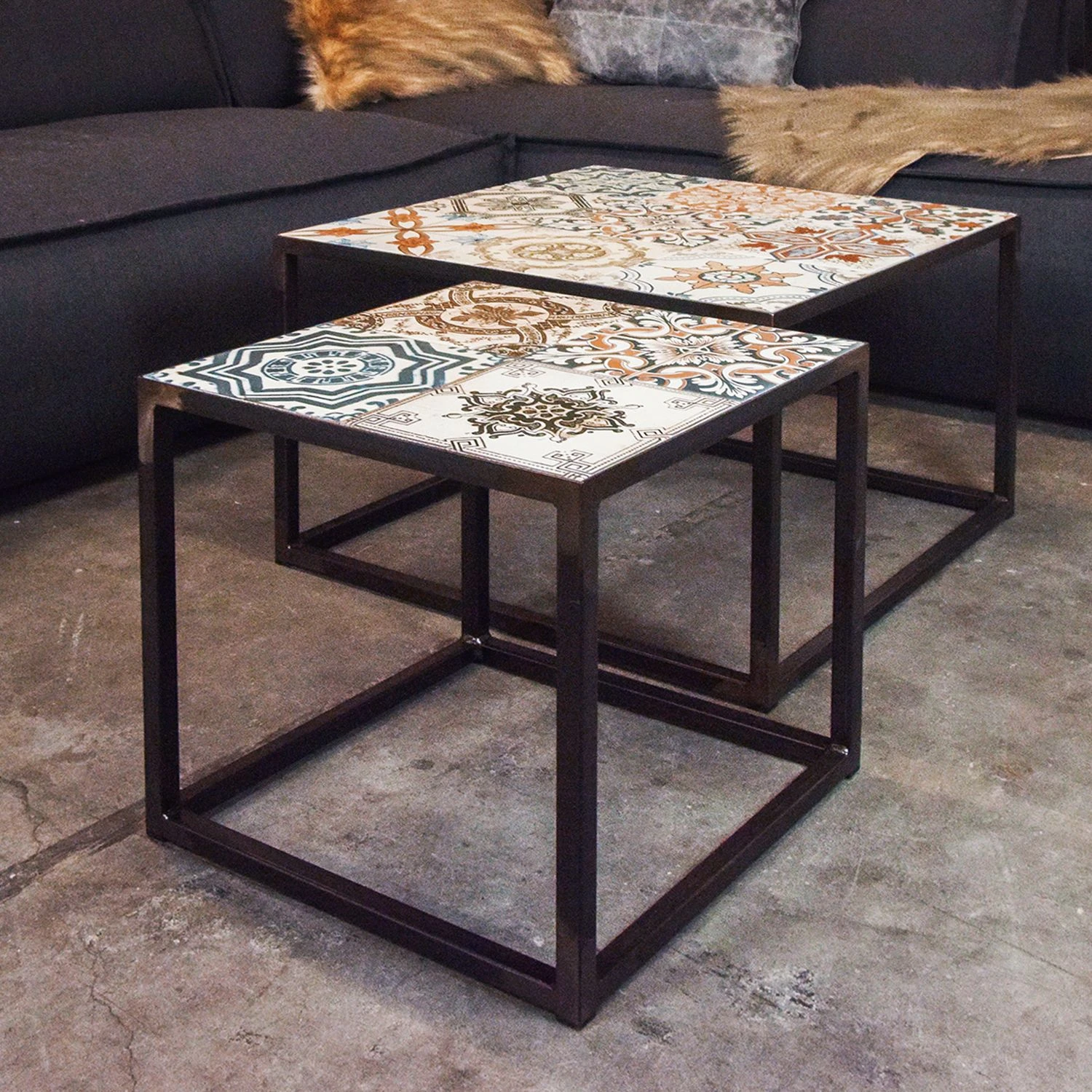 Red Living Couchtisch Almaraz - Keramik / Stahl - Mehrfarbig - 60 x 60 cm 2 Red Living Couchtisch Almaraz - Keramik / Stahl - Mehrfarbig - 60 x 60 cm – Bild 2