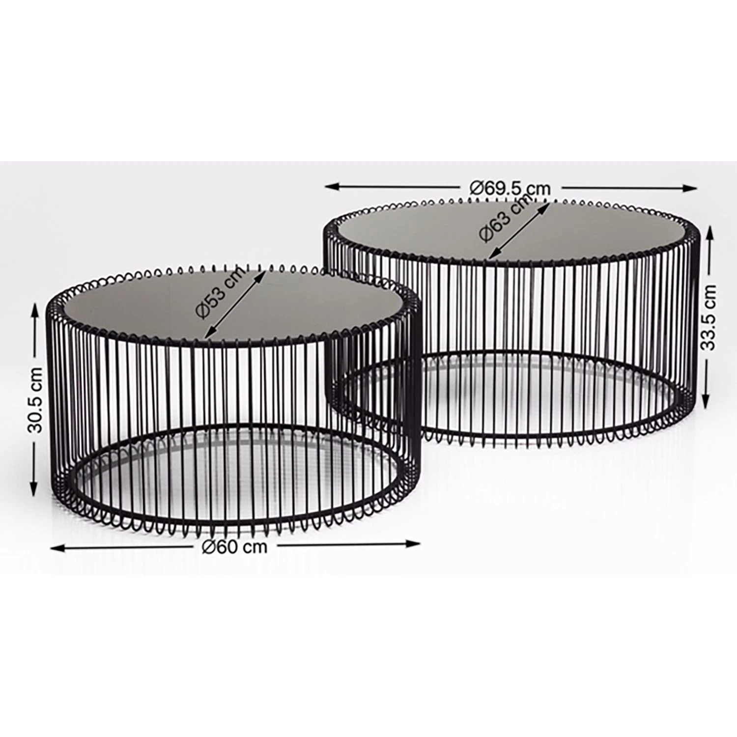 Kare Design Couchtisch Wire (2er-Set) - Glas / Stahl - Schwarz 12 Kare Design Couchtisch Wire (2er-Set) - Glas / Stahl - Schwarz – Bild 12