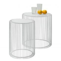 Kare Design Beistelltisch Wire I (2-er Set) - Glas / Stahl - Weiß -Wohnzimmermöbel boutique en ligne 1000132044 190305 14281100027 GALLERYIMAGES P000000001000132044