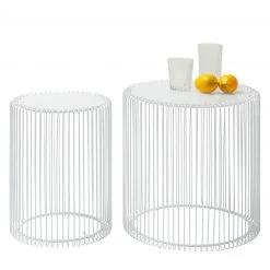 Kare Design Beistelltisch Wire I (2-er Set) - Glas / Stahl - Weiß -Wohnzimmermöbel boutique en ligne 1000132044 190305 14281100028 GALLERYIMAGES P000000001000132044