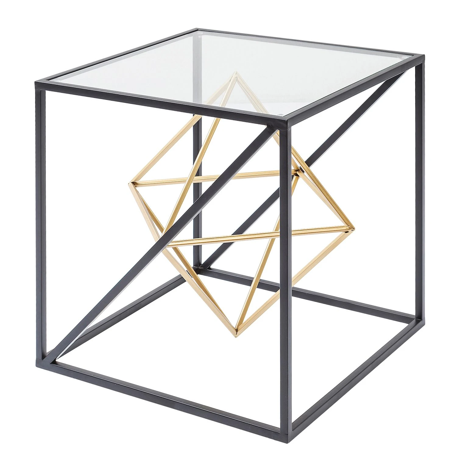 Kare Design Beistelltisch Prisma - Glas / Edelstahl - Schwarz / Gold 1 Kare Design Beistelltisch Prisma - Glas / Edelstahl - Schwarz / Gold