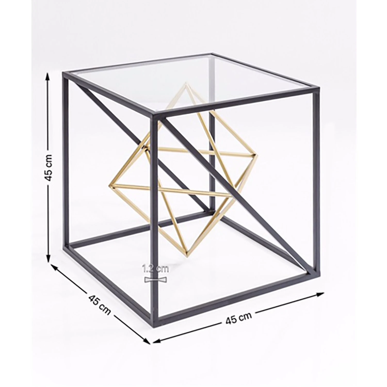 Kare Design Beistelltisch Prisma - Glas / Edelstahl - Schwarz / Gold 8 Kare Design Beistelltisch Prisma - Glas / Edelstahl - Schwarz / Gold – Bild 8