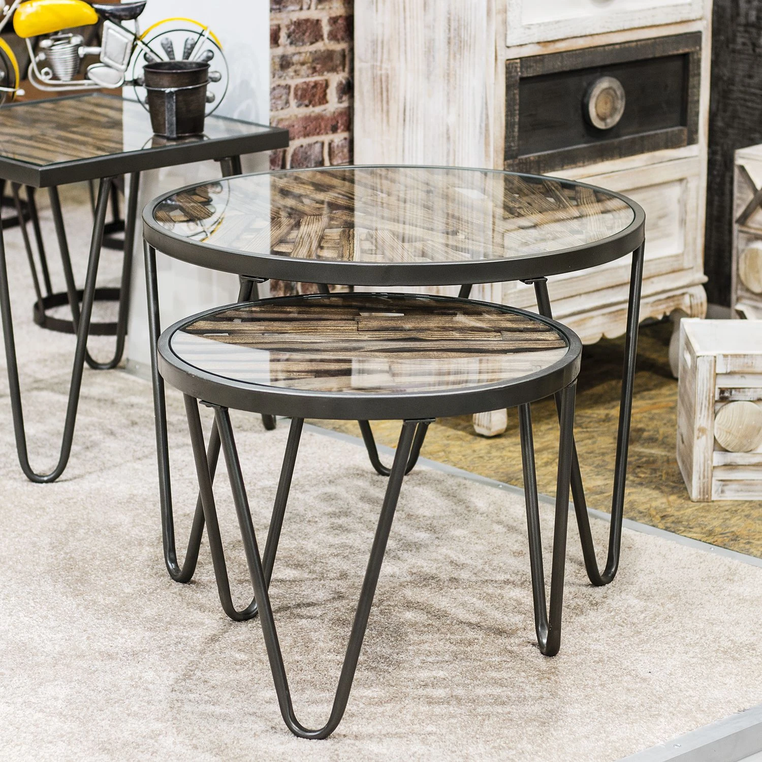 Red Living Beistelltisch Leuca I - Glas / Metall - Tanne / Schwarz 3 Red Living Beistelltisch Leuca I - Glas / Metall - Tanne / Schwarz – Bild 3