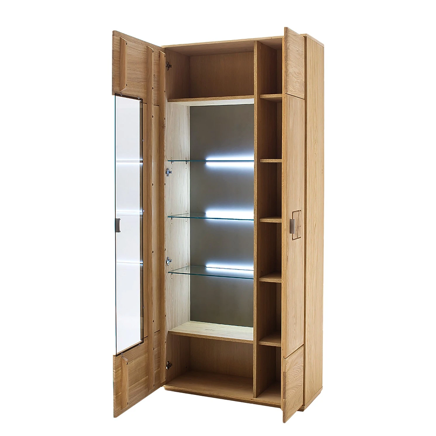 Naturoo Vitrinenschrank Vilela - Eiche teilmassiv - Eiche Bianco / Eiche Bianco Dekor 3 Naturoo Vitrinenschrank Vilela - Eiche teilmassiv - Eiche Bianco / Eiche Bianco Dekor – Bild 3