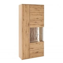 Naturoo Vitrinenschrank Ristiina - Eiche teilmassiv - Eiche Bianco / Eiche Bianco Dekor