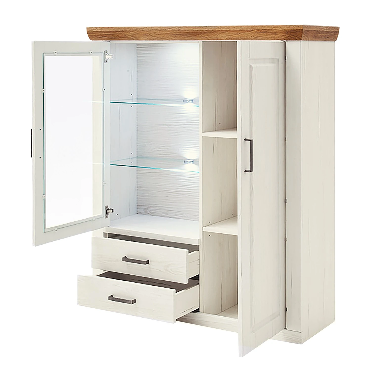 Ridgevalley Highboard Arez - Pinie Weiß / Eiche 3 Ridgevalley Highboard Arez - Pinie Weiß / Eiche – Bild 3