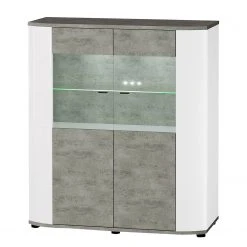 Fredriks Highboard Karlsburg - Weiß / Beton Dekor