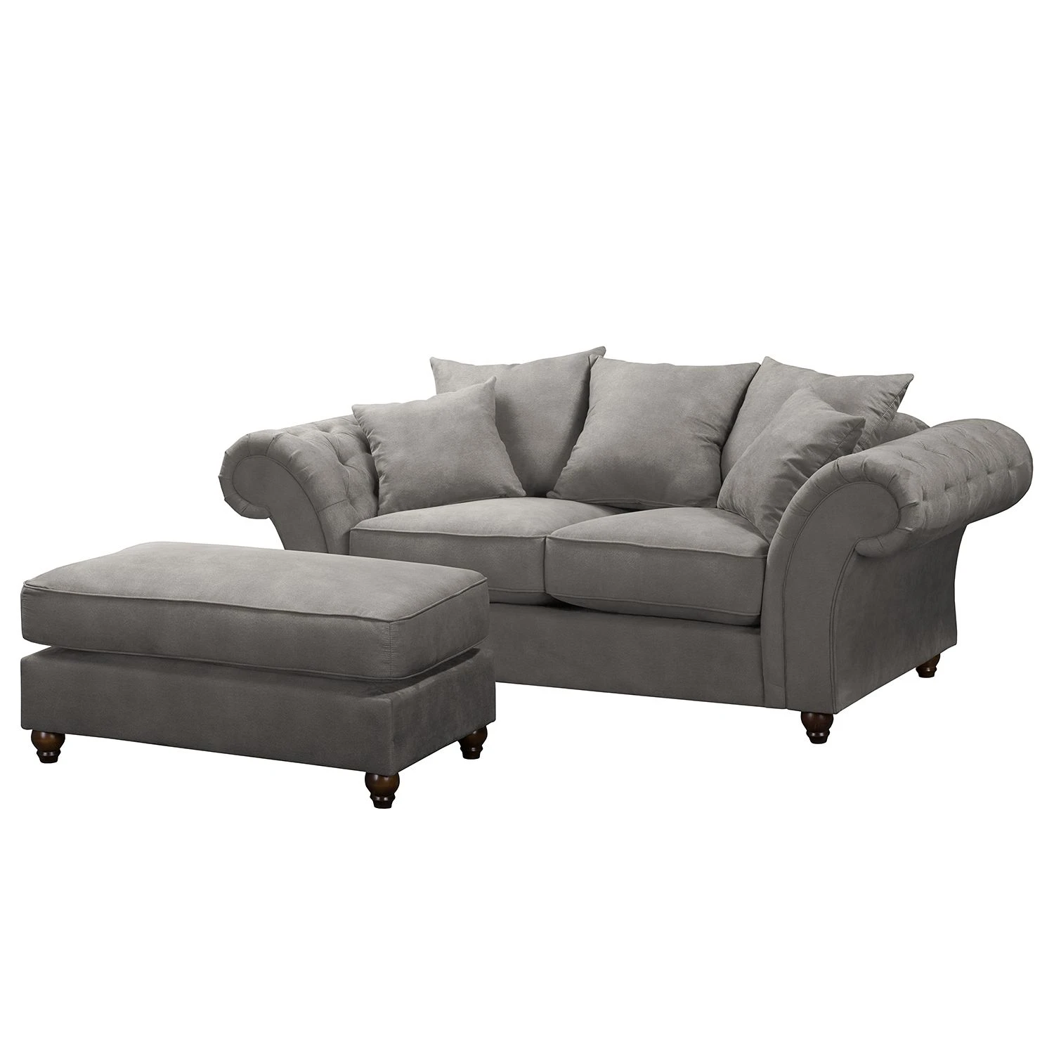 Maison Belfort Sofa Pacoa (2-Sitzer) - Antiklederlook - Dunkelgrau - Mit Hocker 1 Maison Belfort Sofa Pacoa (2-Sitzer) - Antiklederlook - Dunkelgrau - Mit Hocker