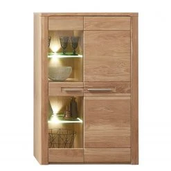 Naturoo Vitrinenschrank NatureStar I - Inklusive Beleuchtung - Wildeiche teilmassiv - Wildeiche - Höhe: 132 cm