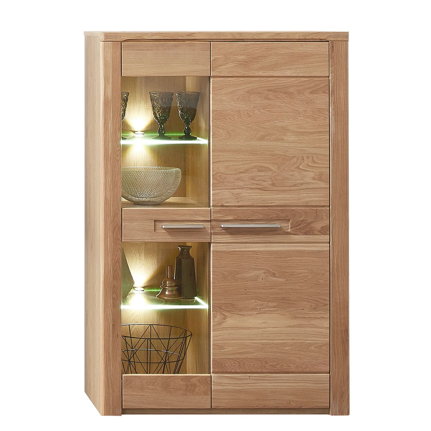 Naturoo Vitrinenschrank NatureStar I - Inklusive Beleuchtung - Wildeiche teilmassiv - Wildeiche - Höhe: 132 cm 1 Naturoo Vitrinenschrank NatureStar I - Inklusive Beleuchtung - Wildeiche teilmassiv - Wildeiche - Höhe: 132 cm