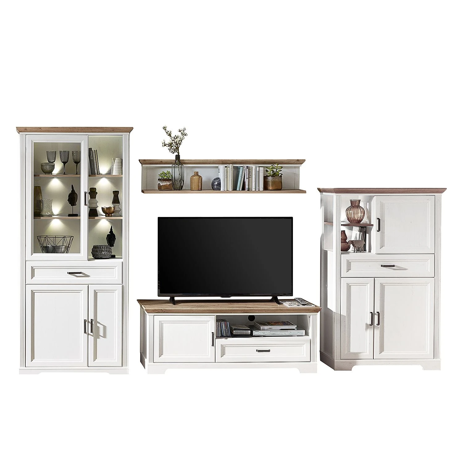 Ridgevalley Wohnwand Jasmund III (4-teilig) - Pinie Weiß Dekor 2 Ridgevalley Wohnwand Jasmund III (4-teilig) - Pinie Weiß Dekor – Bild 2