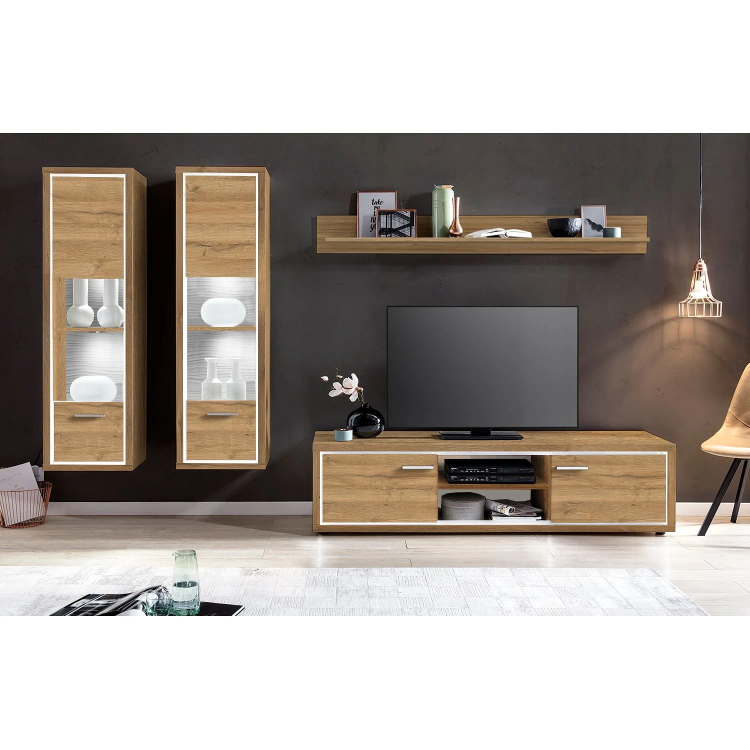 Loftscape Hängevitrine Hagby I - Eiche Dekor 2 Loftscape Hängevitrine Hagby I - Eiche Dekor – Bild 2