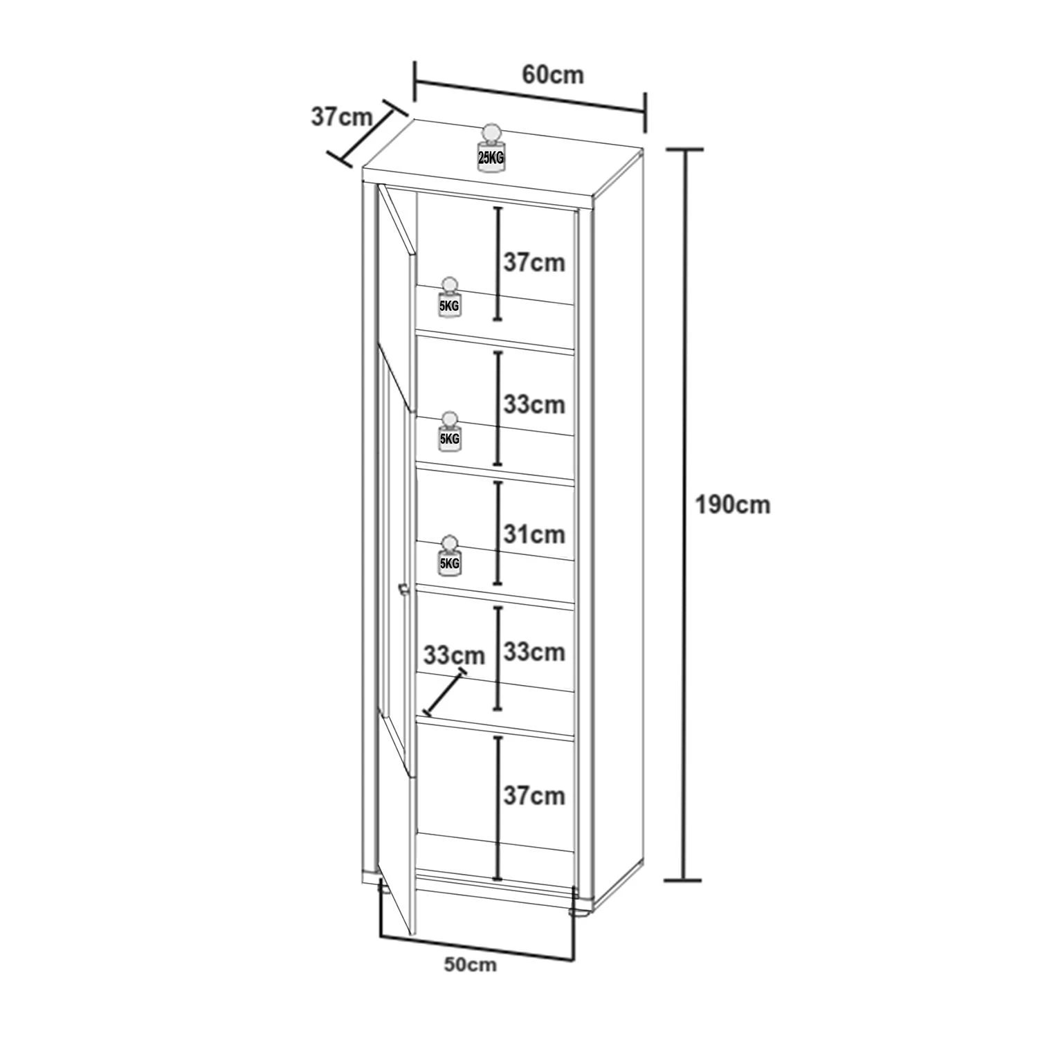 Loftscape Standvitrine Hagby - Eiche Dekor / Weiß 3 Loftscape Standvitrine Hagby - Eiche Dekor / Weiß – Bild 3