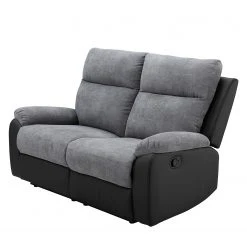 Modoform Relaxsofa Warmun (2-Sitzer) - Kunstleder / Microfaser - Schwarz / Grau