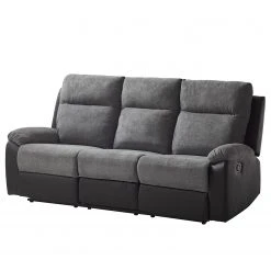 Loftscape Relaxsofa Warmun (3-Sitzer) - Kunstleder / Microfaser - Schwarz / Grau