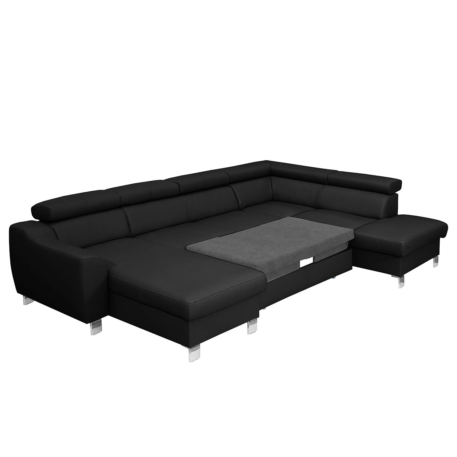 Loftscape Wohnlandschaft Burnside I - Echtleder / Kunstleder - Schwarz - Longchair davorstehend links / Ottomane rechts - Mit Schlaffunktion 9 Loftscape Wohnlandschaft Burnside I - Echtleder / Kunstleder - Schwarz - Longchair davorstehend links / Ottomane rechts - Mit Schlaffunktion – Bild 9