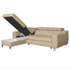 Loftscape Ecksofa Burnside I - Echtleder / Kunstleder - Warmes Beige - Longchair davorstehend links - Mit Schlaffunktion -Wohnzimmermöbel boutique en ligne 1000142126 181106 152847264 GALLERYIMAGES P000000001000142126