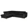 Loftscape Ecksofa Burnside III - Microfaser - Schwarz - Ottomane davorstehend links - Mit Schlaffunktion