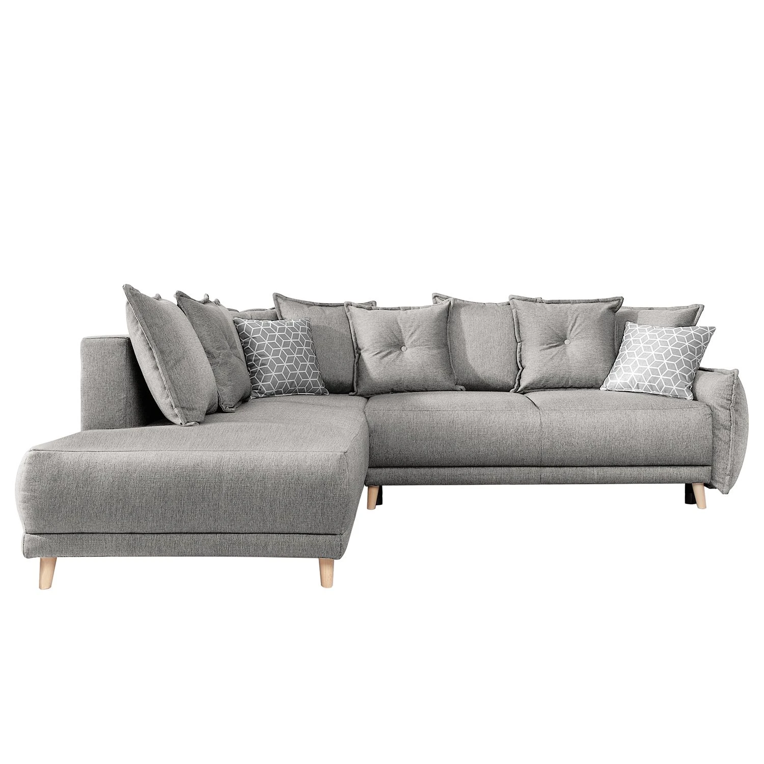 Loftscape Ecksofa Panica I - Webstoff - Schlaffunktion - Silbergrau - Ottomane davorstehend links 3 Loftscape Ecksofa Panica I - Webstoff - Schlaffunktion - Silbergrau - Ottomane davorstehend links – Bild 3