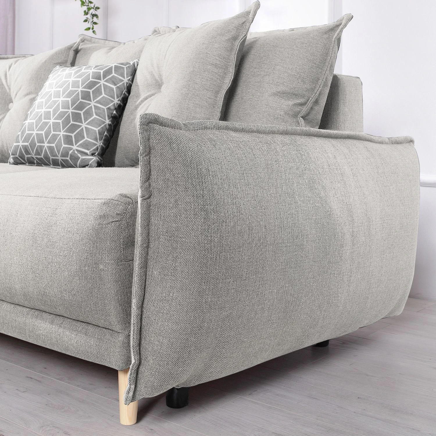 Loftscape Ecksofa Panica I - Webstoff - Schlaffunktion - Silbergrau - Ottomane davorstehend links 13 Loftscape Ecksofa Panica I - Webstoff - Schlaffunktion - Silbergrau - Ottomane davorstehend links – Bild 13