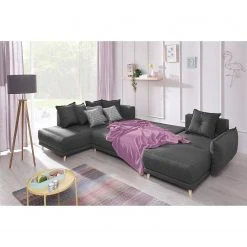 Loftscape Wohnlandschaft Panica I - Webstoff - Schlaffunktion - Dunkelgrau - Ottomane davorstehend links -Wohnzimmermöbel boutique en ligne 1000144014 181128 07252900297 GALLERYIMAGES P000000001000144014