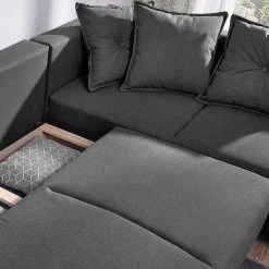 Loftscape Wohnlandschaft Panica I - Webstoff - Schlaffunktion - Dunkelgrau - Ottomane davorstehend links -Wohnzimmermöbel boutique en ligne 1000144014 181128 07252900300 GALLERYIMAGES P000000001000144014
