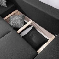 Loftscape Wohnlandschaft Panica I - Webstoff - Schlaffunktion - Dunkelgrau - Ottomane davorstehend links -Wohnzimmermöbel boutique en ligne 1000144014 181128 07253000301 GALLERYIMAGES P000000001000144014